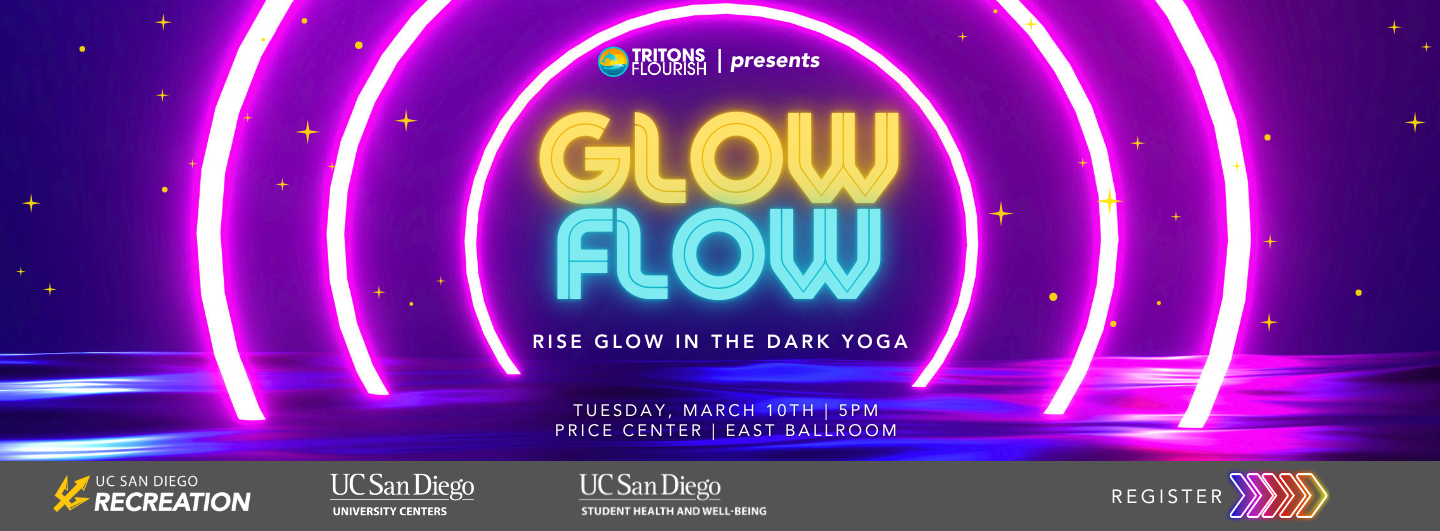 Neon-themed Glow Flow yoga flyer