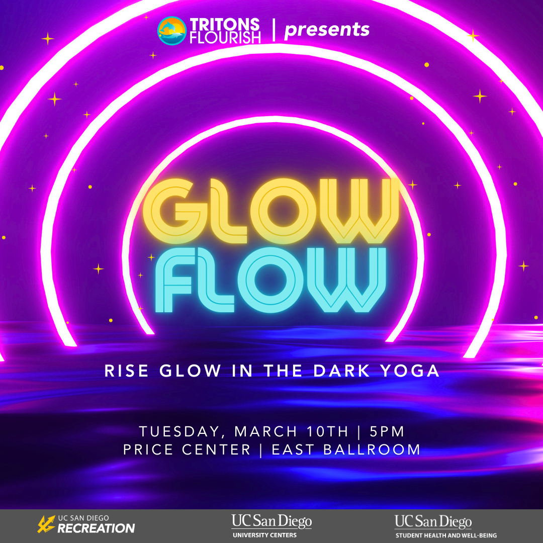 Neon-themed Glow Flow yoga flyer